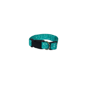 Collar de perro agua marina con flores