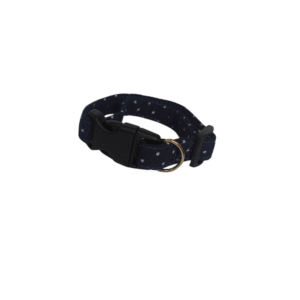 Collar de perro azul oscuro con mini puntos