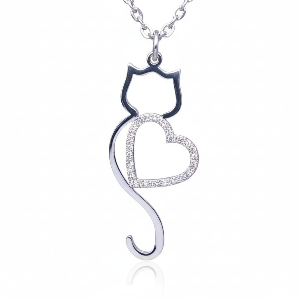 Collar gato corazón cola larga